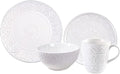 Ceramic Dinnerware Set, 14 PCS Plates Set, Dishes Set, White Underglaze Dinner Sets - Retro Embossed Dinner Plate Soup Plate with Floral Pattern for Family Part