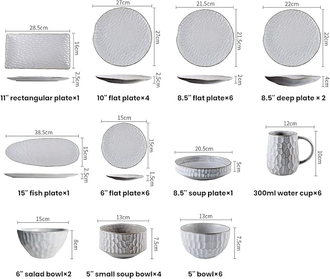 Special Restaurant Dinnerware Set Party Dinner Set Ceramics Dinner Sets, 39 Pieces White Cereal Bowl Steak Plate and Mug