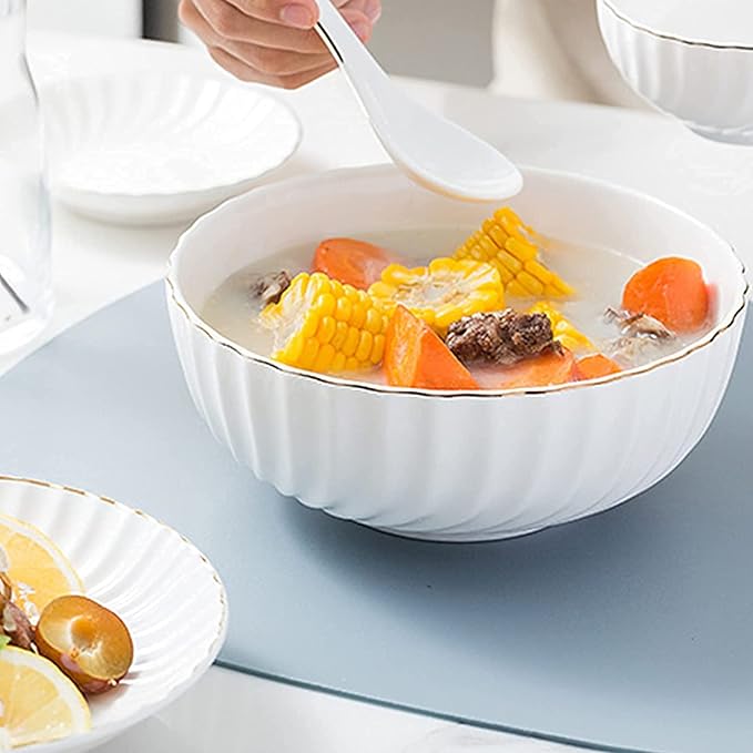 Stylish Dinner Set for Restaurant and Home, 32-Piece White Dinnerware Sets, Modern European Dinner Plate and Bowl Set, Table Service for 6-8, High-End Tableware Set