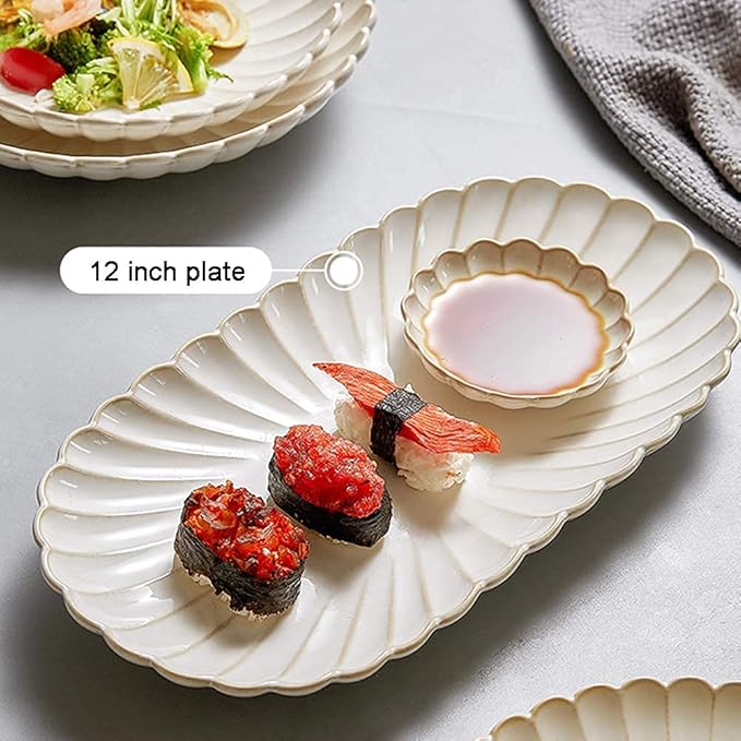 26 Pcs Dinnerware Sets, Porcelain Tableware Set with Plates and Bowls, White Ceramic Dinner Set for Home Kitchen and Dinning, Microwave and Dishwasher Safe, Service (White 26pcs)