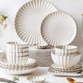 26 Pcs Dinnerware Sets, Porcelain Tableware Set with Plates and Bowls, White Ceramic Dinner Set for Home Kitchen and Dinning, Microwave and Dishwasher Safe, Service (White 18pcs)