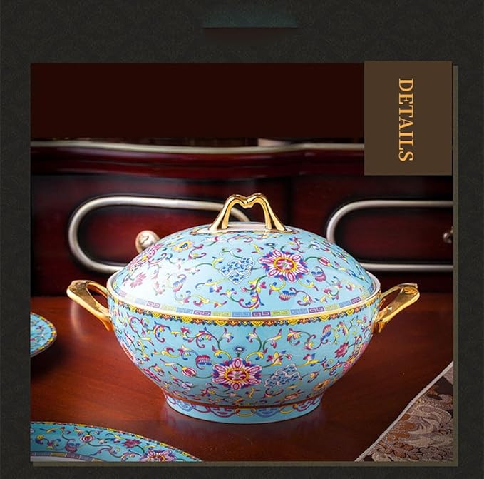 European Palace Blue Bone China Dinnerware Set 80 Pieces of Light Luxury Gold Rim Enameled Ceramic Tableware Bowl and Plate Set Housewarming Gifts, size
