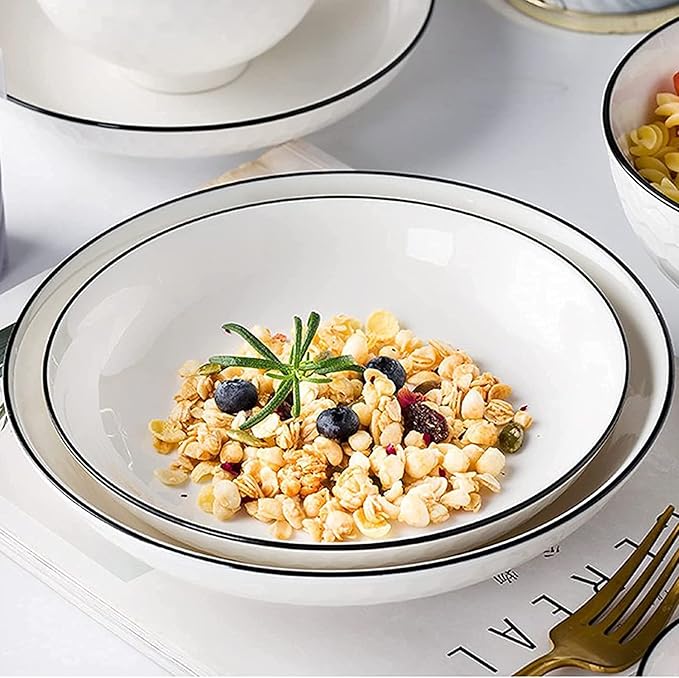 Dining Plate Set 56-Piece White Dinnerware Sets Modern European Dinner Plate and Bowl Set Table Service for 10-12 High-end Tableware Set