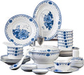 56 Pieces Dinnerware Sets Suitable for 10 People, Jingdezhen Blue and White Porcelain Tableware Set Chinese Bone China Plates and Bowls Sets Household Gifts