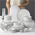Dining Plate Set 56-Piece White Dinnerware Sets Modern European Dinner Plate and Bowl Set Table Service for 10-12 High-end Tableware Set