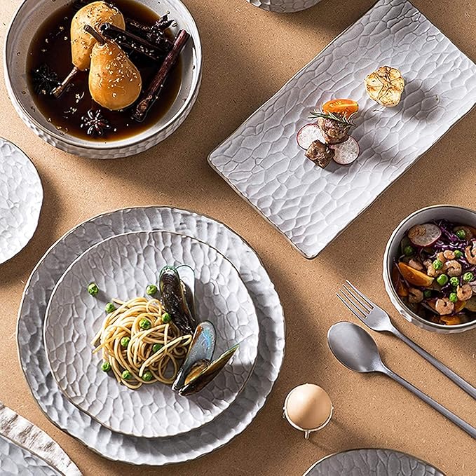 Special Restaurant Dinnerware Set Party Dinner Set Ceramics Dinner Sets, 39 Pieces White Cereal Bowl Steak Plate and Mug