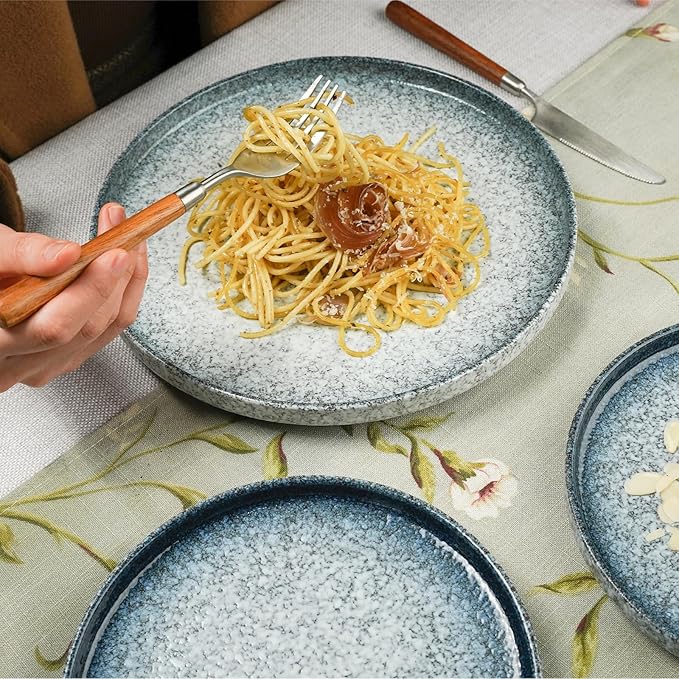 Ceramic Dinnerware Sets, 12 Pieces Plates and Bowls Sets, Chip and Crack Resistant, Service for 4, Marble